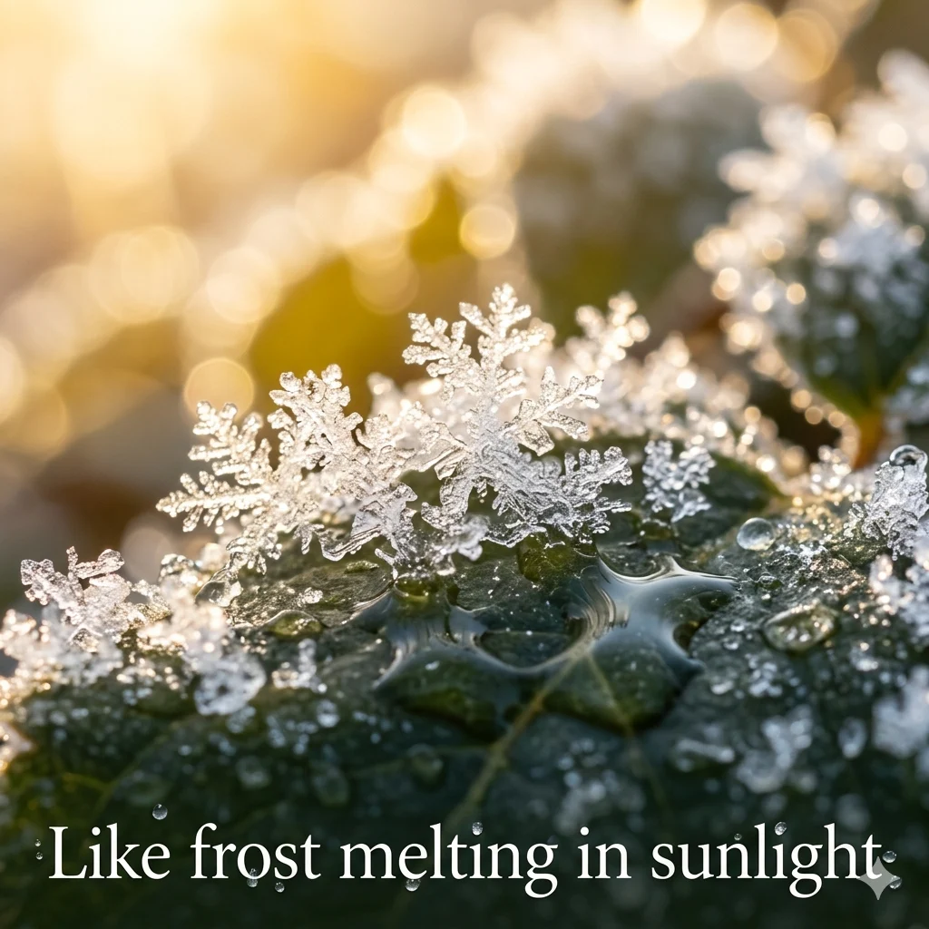 Like frost melting in sunlight