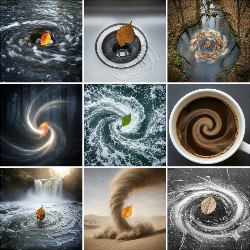 Like a leaf trapped in a whirlpool