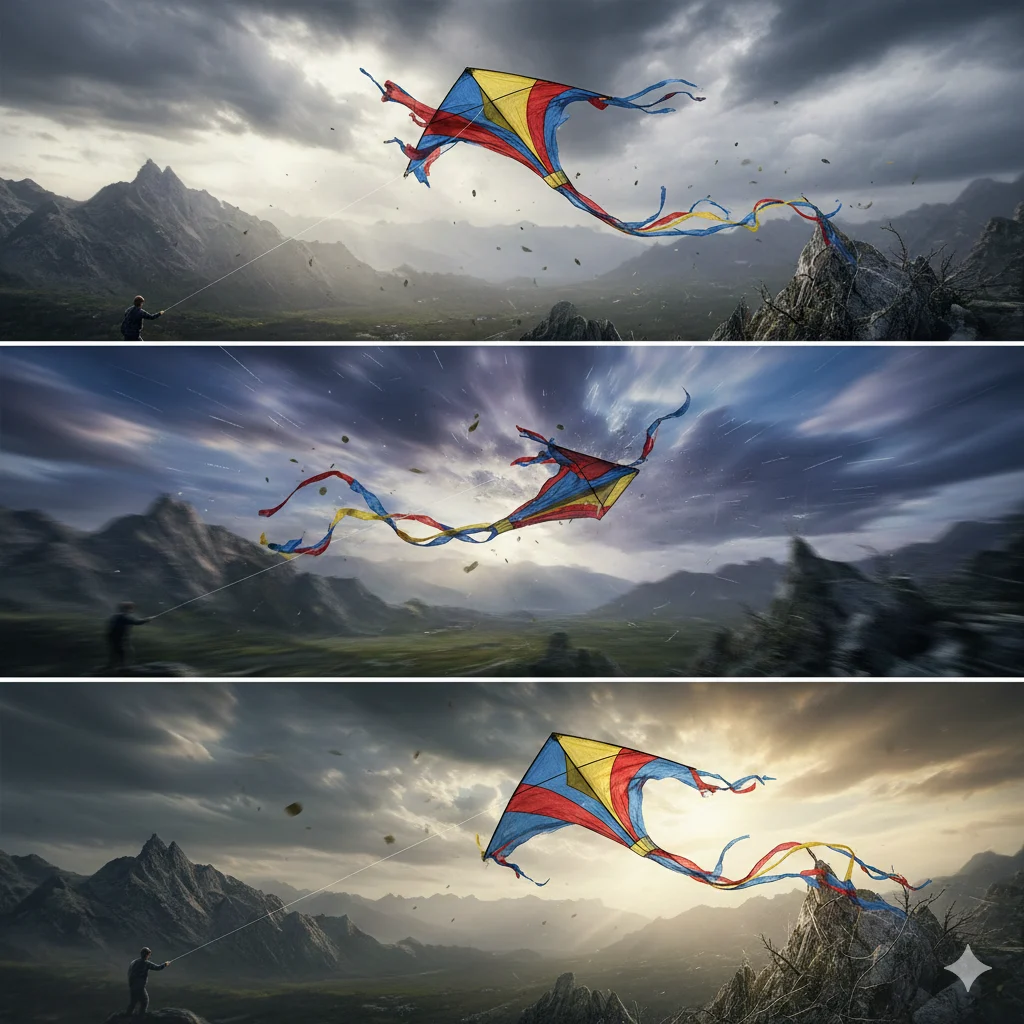 Like a Kite Caught in Strong Wind