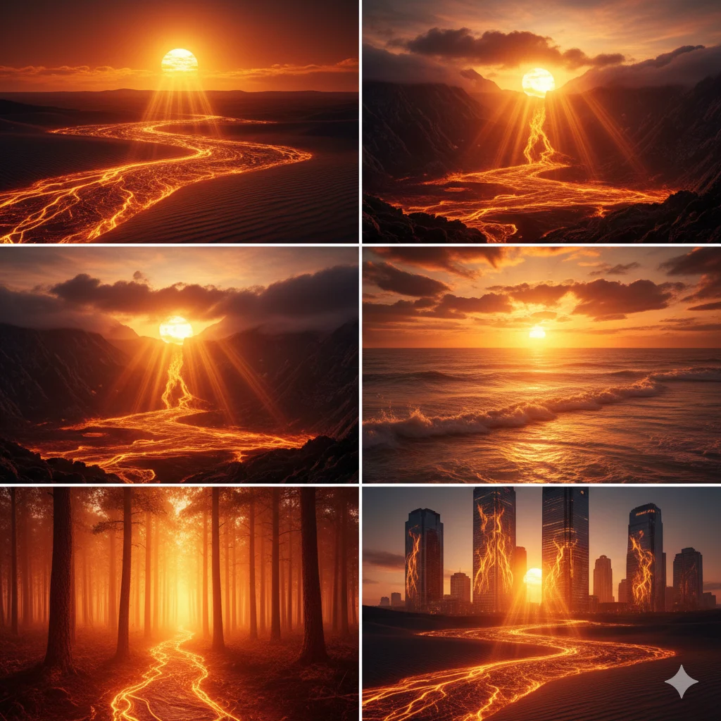 Sunlight like molten fire