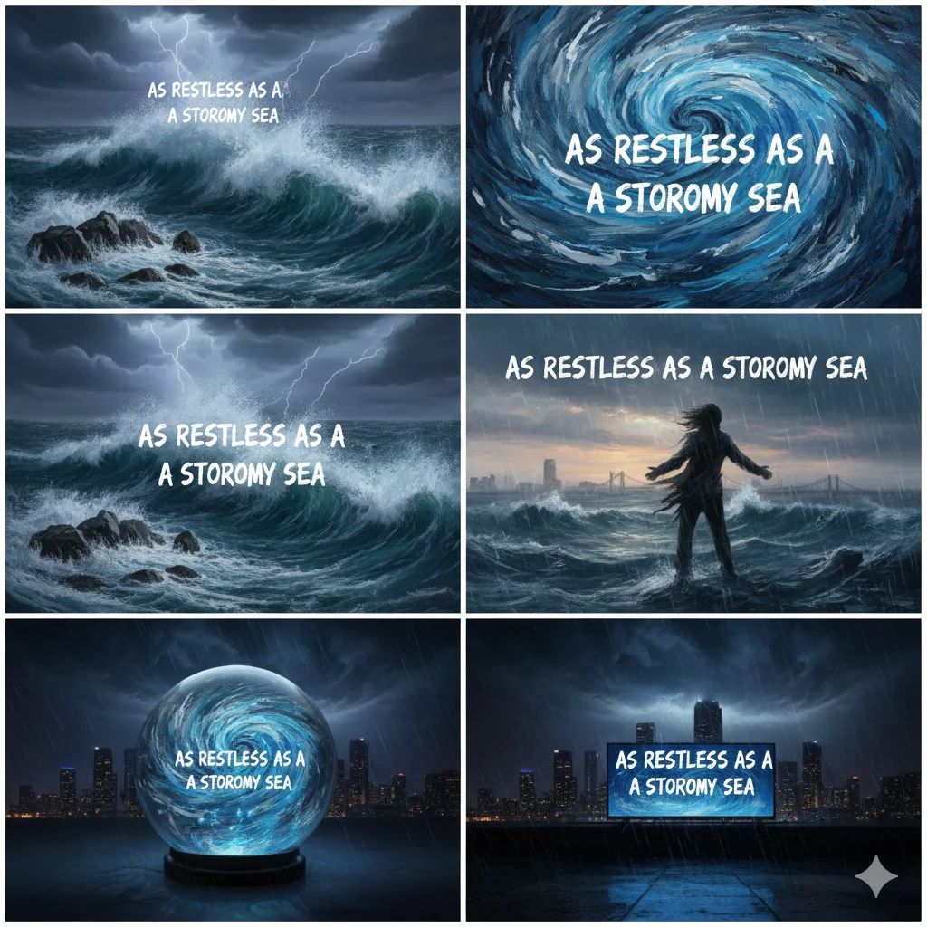 As restless as a stormy sea