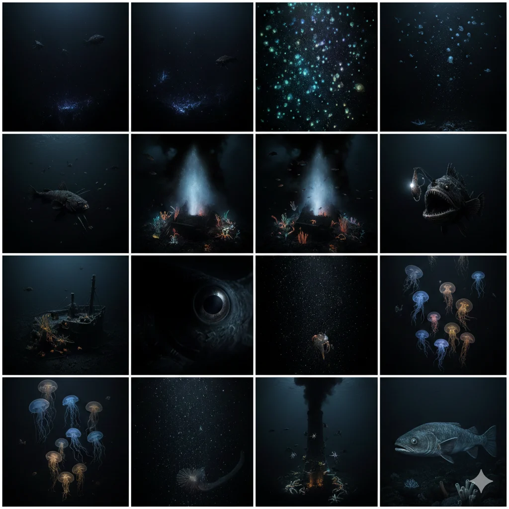  As dark as the ocean’s depths