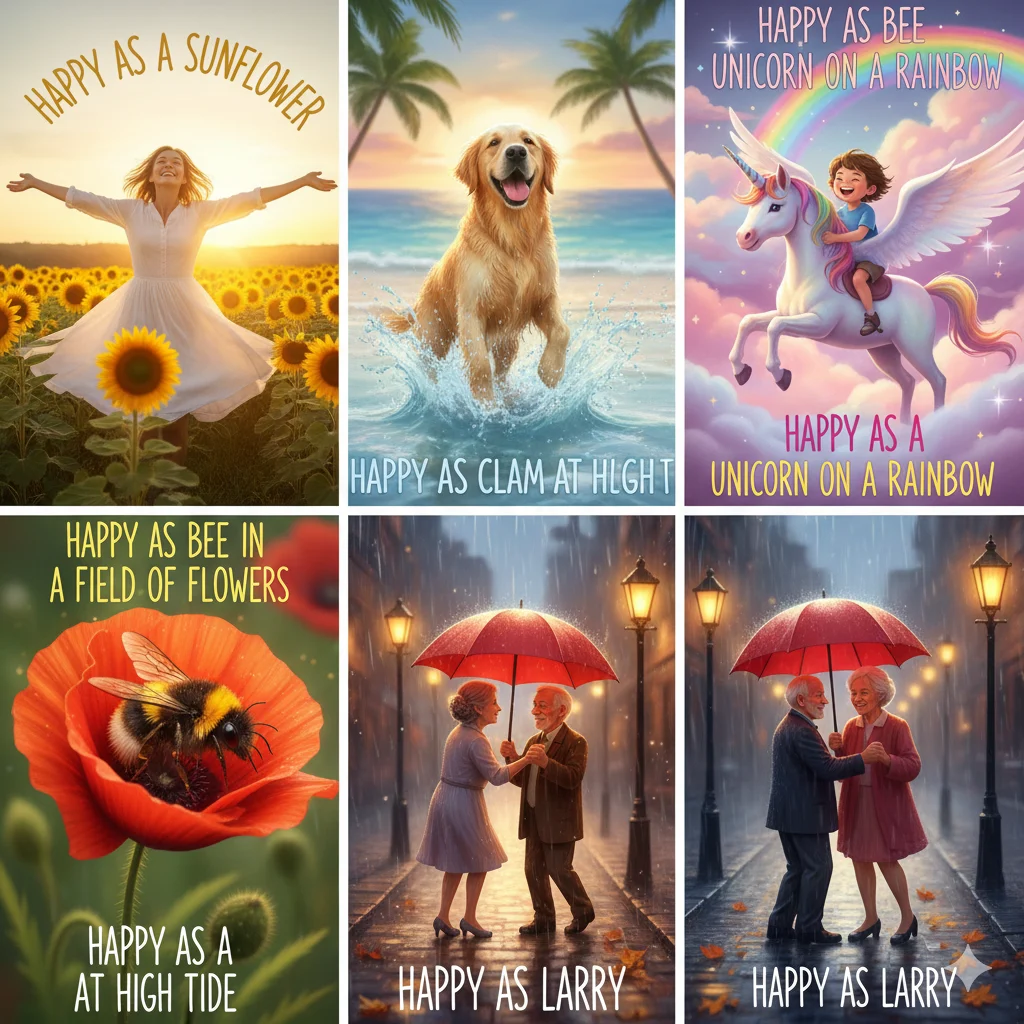 similies for being happy